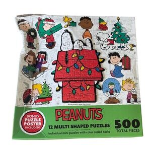 Peanuts Holiday 12 Multi-Shaped Puzzles (Total 500 Pieces) NIB
